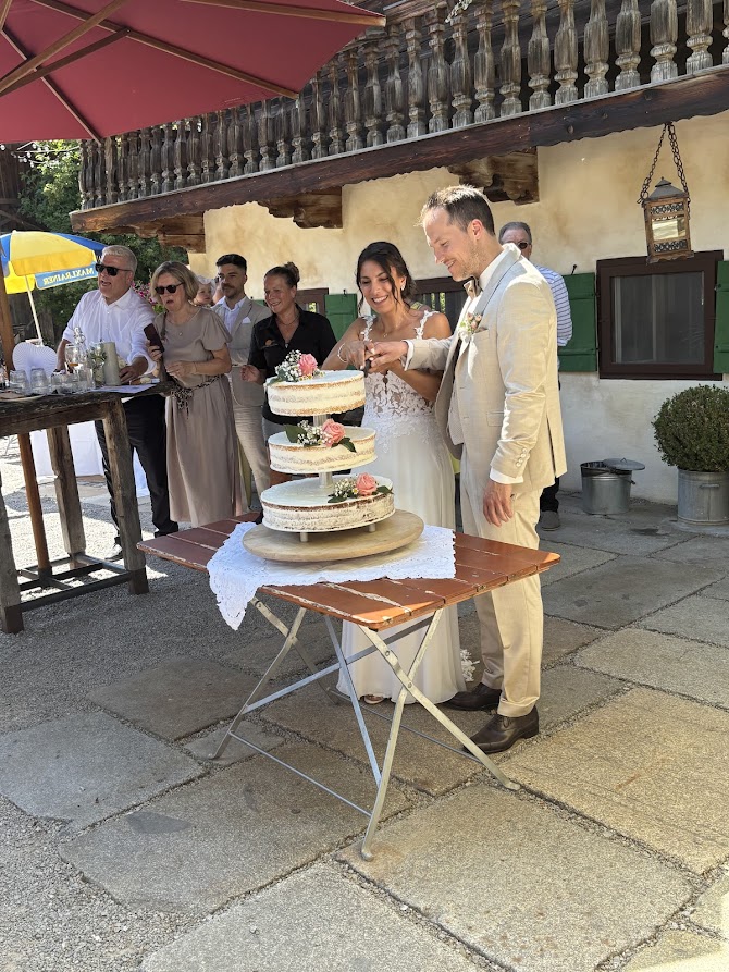 Das Anschneiden der Hochzeitstorte